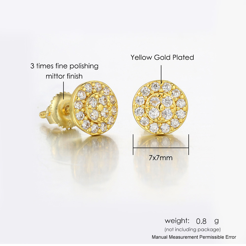 7mm Personalized Round Full Diamond Earrings for Women Micro Set AAA Zircon Thread Earrings Fashion Earrings Party Daily Matching