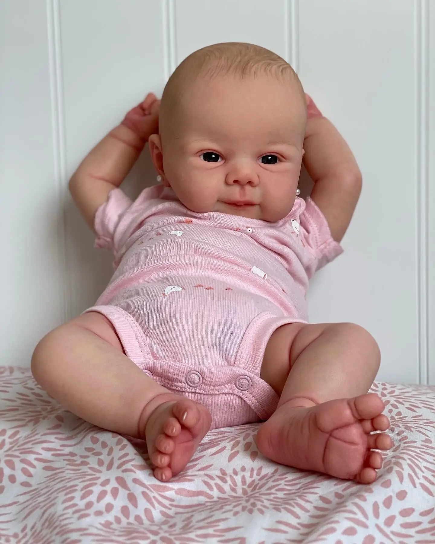 NPK 49CM Soft Silicone Cloth Body Julieata Lifelike Real Touch Reborn Baby Girl with Hand-Drawing Hair Toddler Cute Doll
