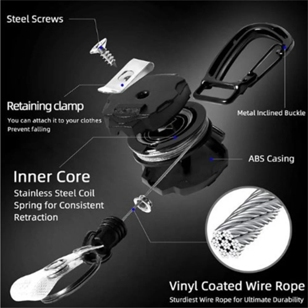 1pcs Retractable Keychain Heavy Duty Retractable Badge Holders Carabiner Id Badge Reel For Hiking Anti-Theft Keychain