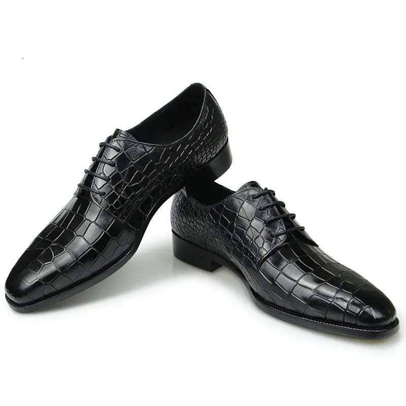 Top Mens Genuine Leather Dress Party Shoes Mens Fashion Alligator Print Zapatos De Hombre Genuine Leather 241031