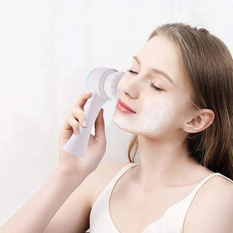 Silica Gel Facial Brush Soft Double Side Facial Cleanser Blackhead Removing Pore Cleaner Exfoliating Facial Massage Brushes