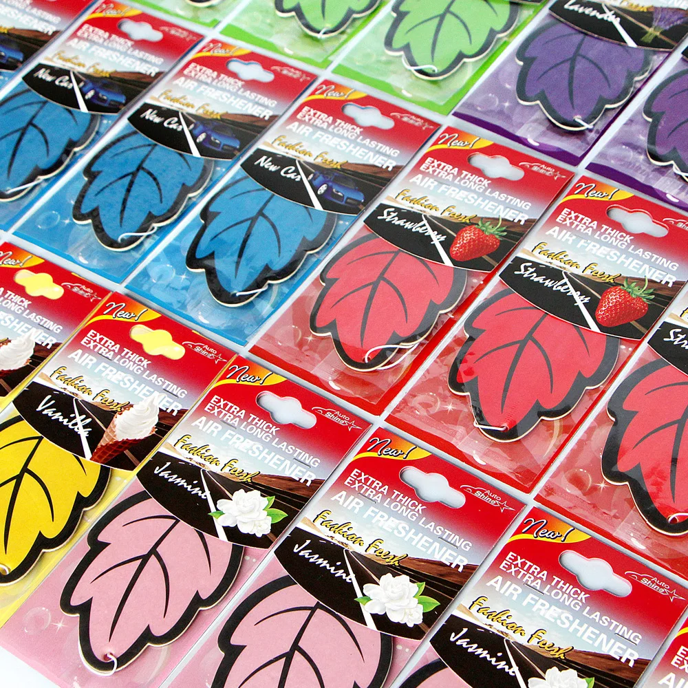 6-48PCS Leaf Shape Car Air Freshener Natural Scented Tea Paper Auto Hanging Vanilla Perfume Fragrance Accessories Interior