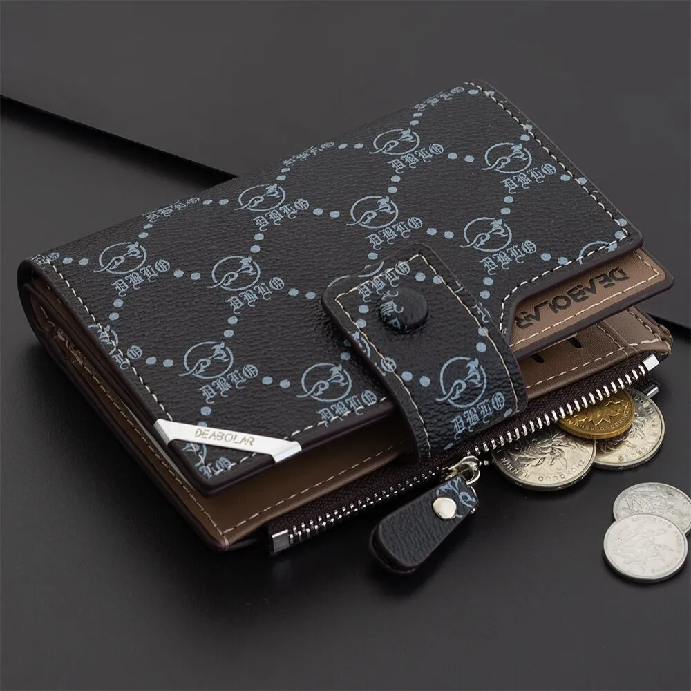 New Old Flower Multifunctional Wallet Men's Short Vertical Buckle Zipper Retro Wallet