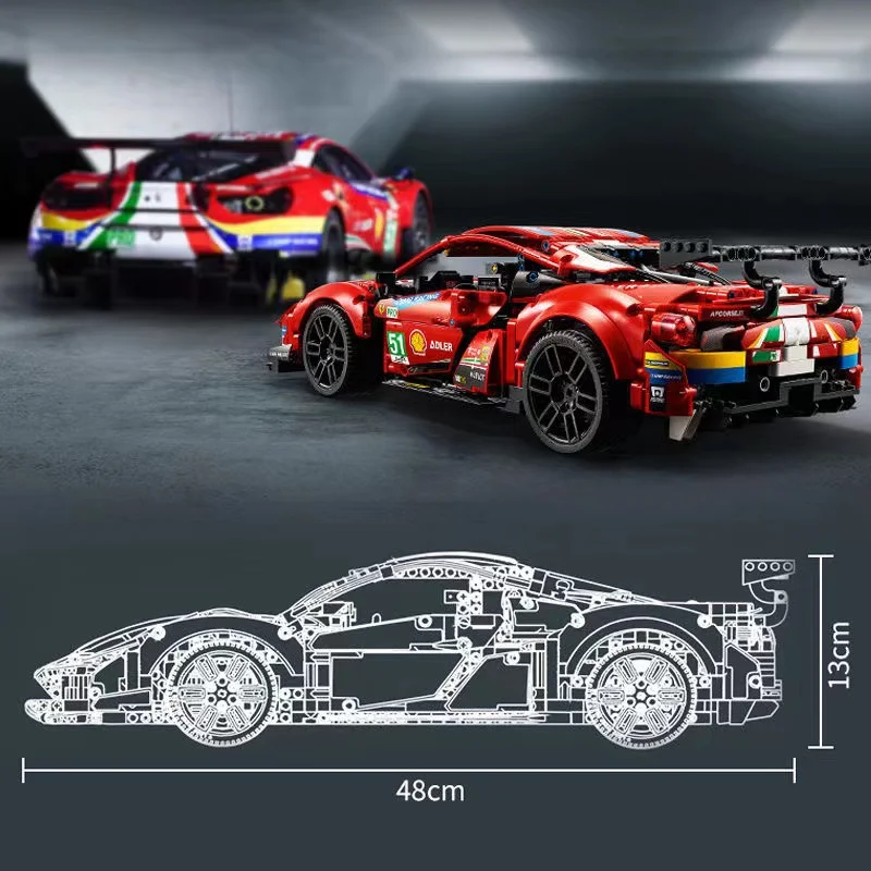 Technical Ferrareed 488 City Racing Car Building Blocks MOC 42125 Bricks Super Sports Cars Model Boys Assembly Toys Kid Gifts