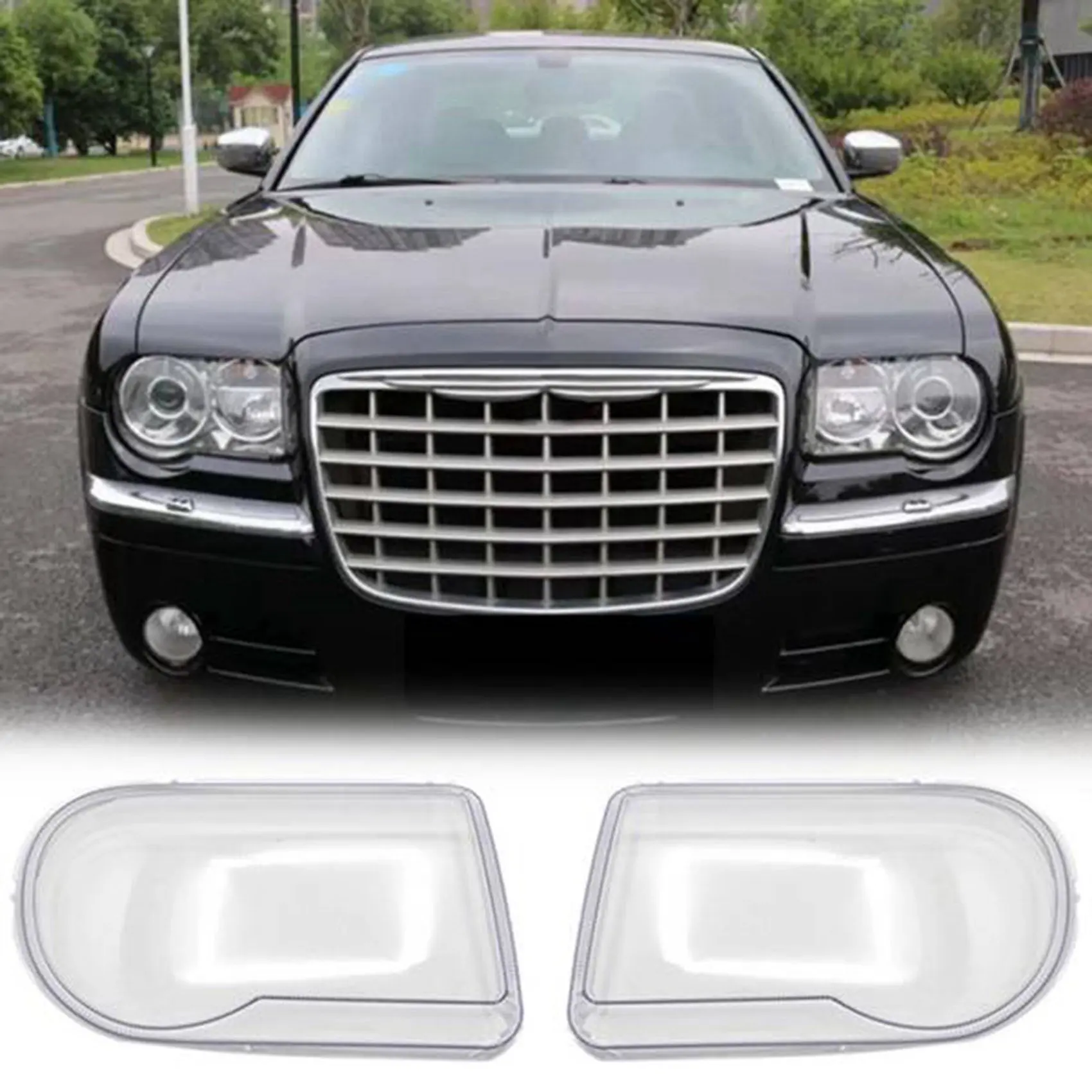 Car Headlight Transparent Lens Cover Replacement For Chrysler 300C 2007-2010