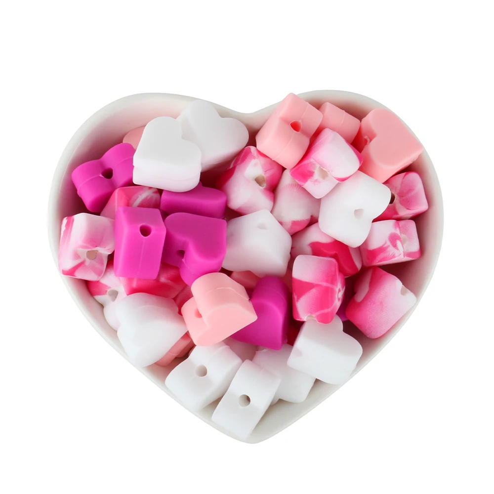 10pcs Mini Heart Star Silicone Beads Baby Teething Beads Food Grade Nuring Teether DIY Pacifier Chain Necklace Accessories
