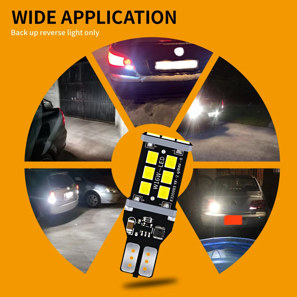 2pcs For E81 E87 E88 E82 E92 E91 E60 F07 F11 E61 1 3 5 Series LED Reverse Light Blub Backup Lamp W16W T15 921 White