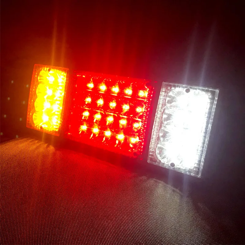 2PCS 12V 24V LED Tail Light Taillight Turn Signal Indicator Stop Lamp Rear Brake Light for Car Truck Trailer Caravan Red Yellow
