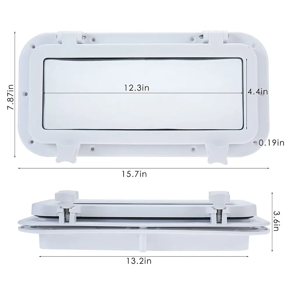 40x20cm Boat Rectangular Porthole Anti-Ultraviolet ABS Tempered Glass Porthole Window Opening Portlight RV Yacht Porthole