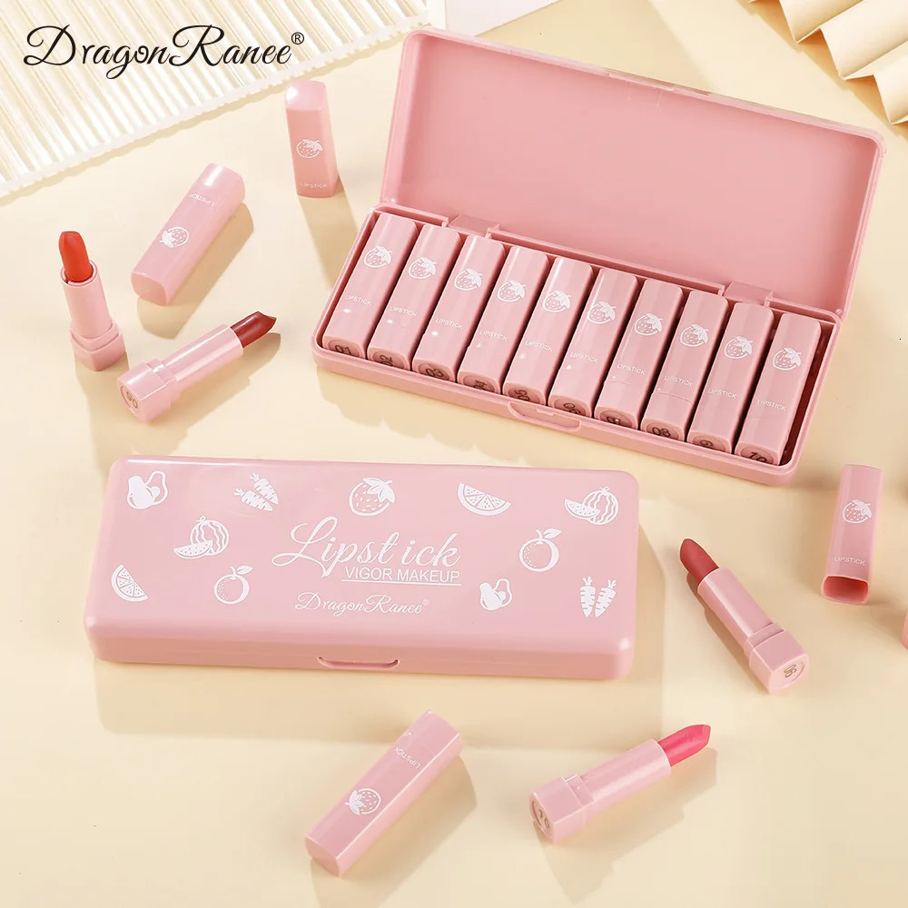 10 colors/box lipstick set lipstick makeup sexy womens velvet matte lipstick coloring durable waterproof stick free cup cosmetics set 241031