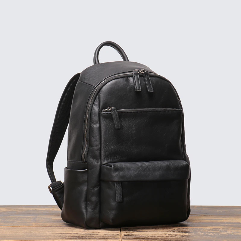 LEATHFOCUS vintage leather mens backpack handmade classic backpack womens sports storage bag casual backpack 241031