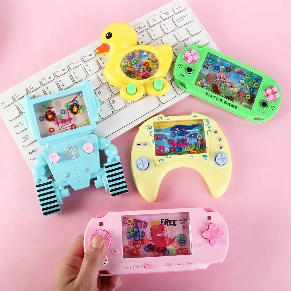 1pc Retro Water Ring Game Machine Child Handheld Game Machine Water Circle Ring Toss Squeeze Toy Parent-Child Interactive Toys