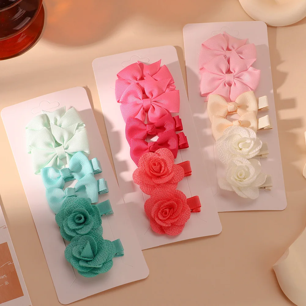 6Pcs/Set Hairpin for Baby Girls Sweet Candy Color Flower Safe Hair Clips Cute Handmade Kids Hair Accessories Gifts Wholesale