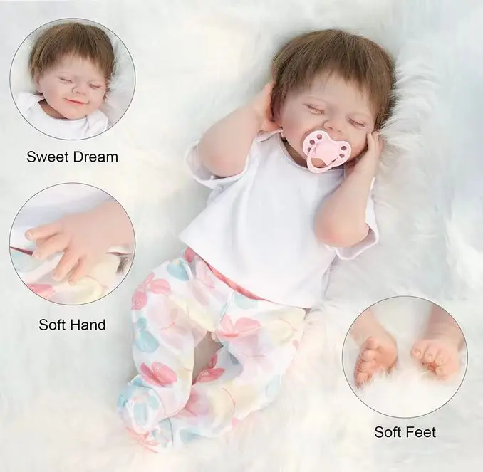 18 Inch Full Silicone Vinyl April Reborn Baby Girl Handmade Soft Touch Reborn Girls With Rooted Hair