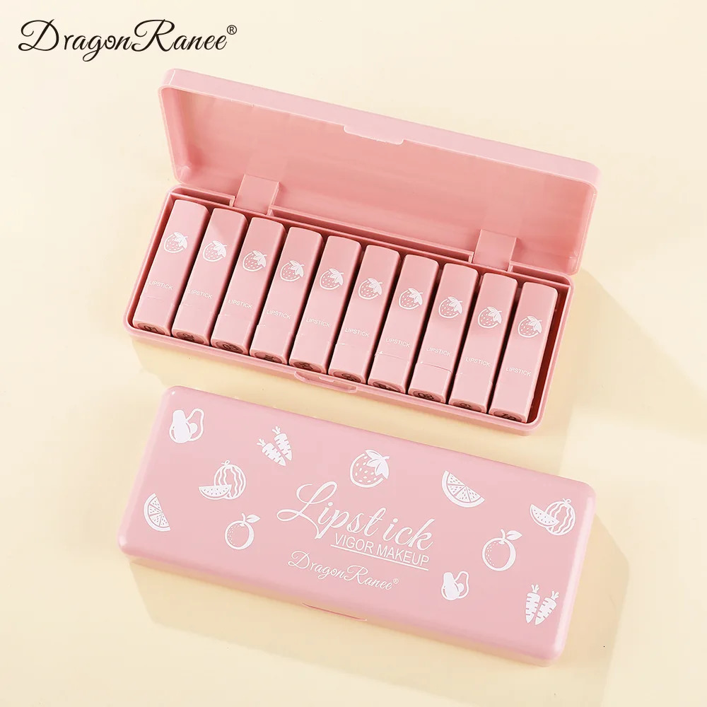 10 colors/box lipstick set lipstick makeup sexy womens velvet matte lipstick coloring durable waterproof stick free cup cosmetics set 241031