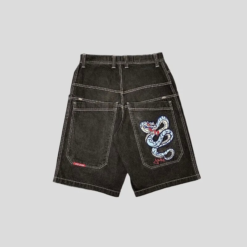 Mens Jeans Jnco Shorts Y2k Hip Hop Pocket Baggy Denim Gym Men Women 2023 Summer New Harajuku Gothic Basketball Streetwear
