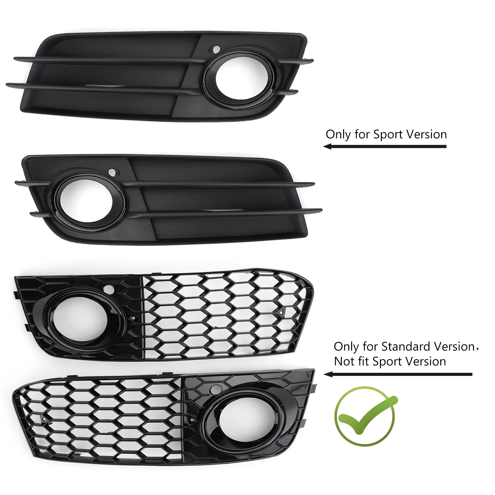 for Audi B8 RS4 2009 2010 2011 2012 Honeycomb Mesh Fog Light Open Vent A4 Grille Intake Cover 8KD807682 8KD807681 Grill Parts