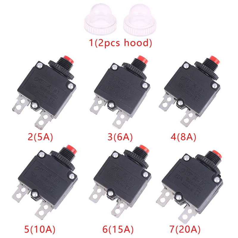 5A 6A 8A 10A 15A 20A Thermal Switch Circuit Breaker Overload Protector Fuse
