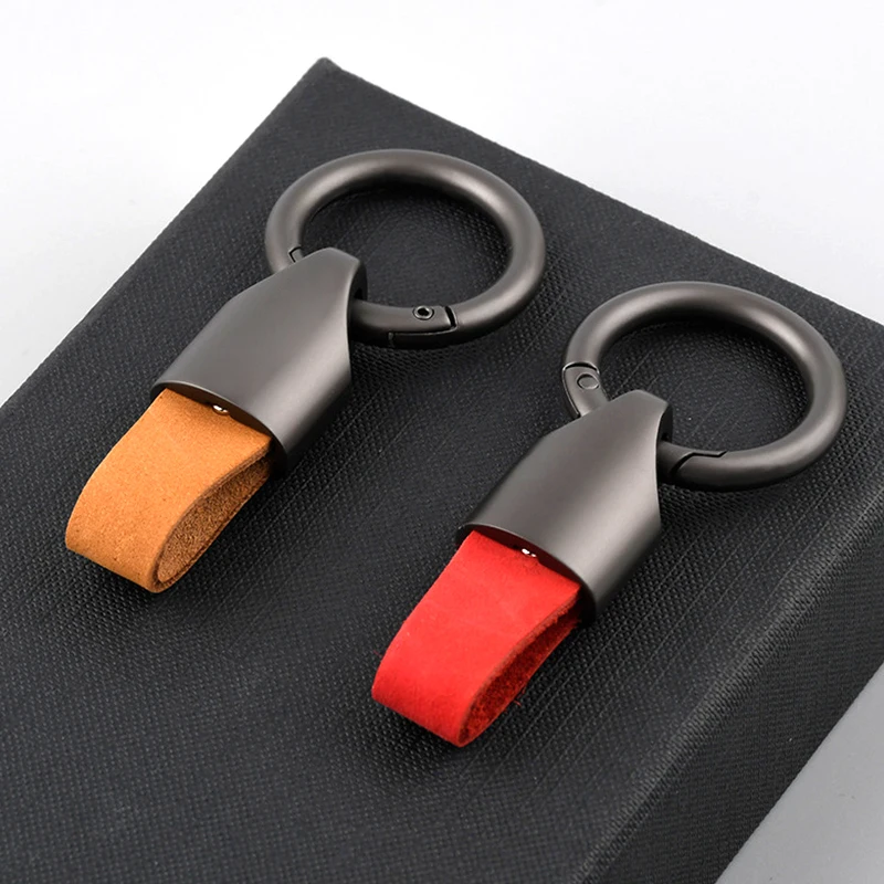 Cowhide Leather Keychain Waist Belt Buckle Carabiner Car Pendant Key Holder Luxury High-end Gifts For Men Women Key Ring Jewelry
