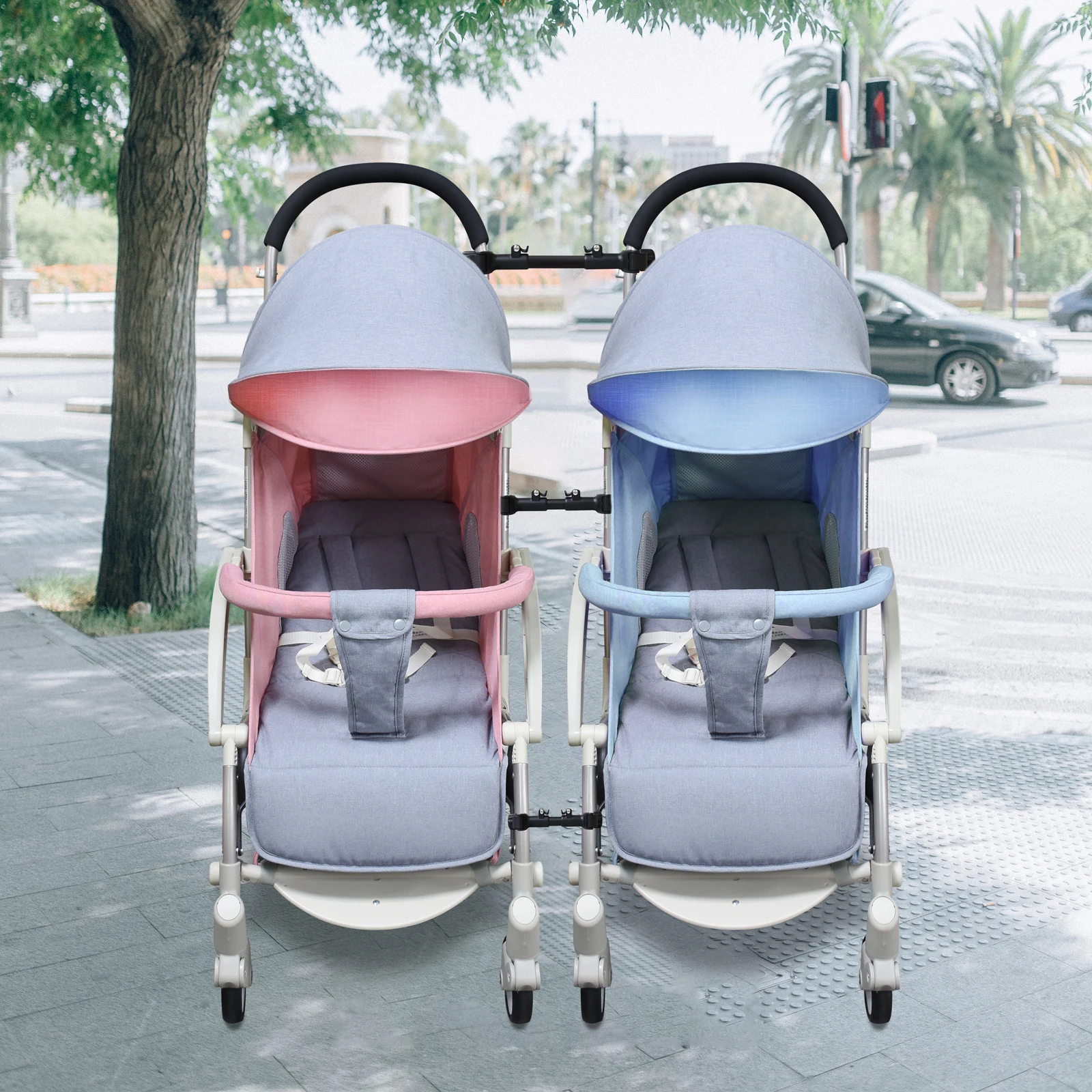 Twin Stroller Connector Lightweight Pram Adapter Turns Two Single Strollers Into One Double Stroller Universal Accessory