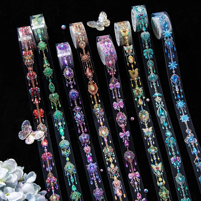 1Pc Starlight Chain Shiny Masking Washi Tape Retro Handbook Decorative Adhesive Material Sticker Diy Label Scrapbooking