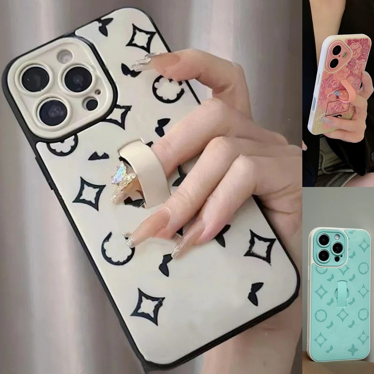 Designer Phone Case iPhone Case For iPhone 16 Pro Max 15 Pro Max 14 13promax Shockproof Cover 13 12pro Phonecase Women Candy Colors Silicone Ring Finger Holder