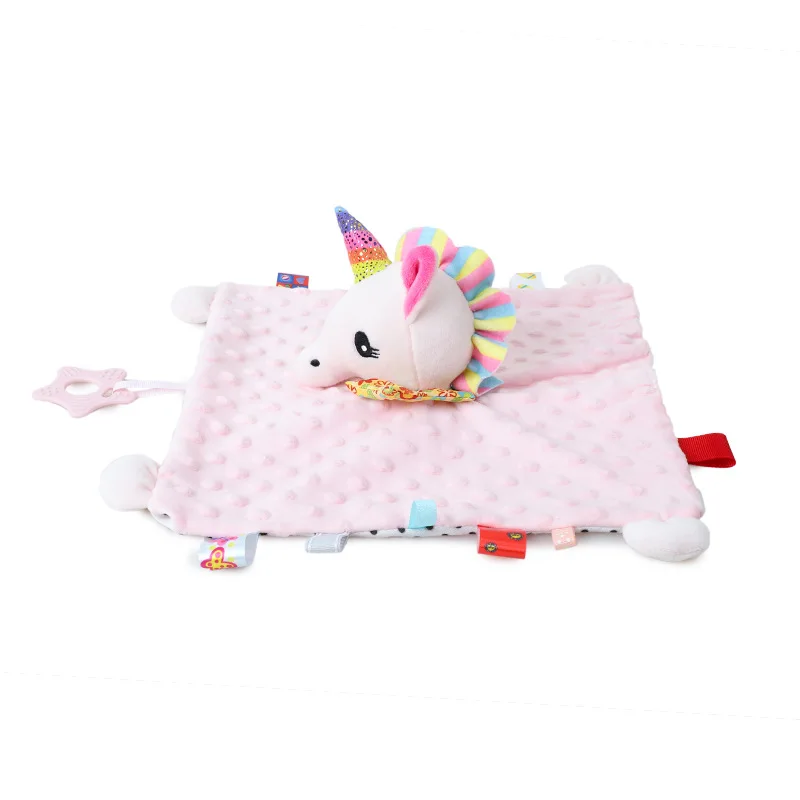Baby Plush Stuffed Toys Security Tag Cute Stuffed Animal Blanket Comforter r Bunny Soothe Appease Towel Newborn Baby Shower Gift