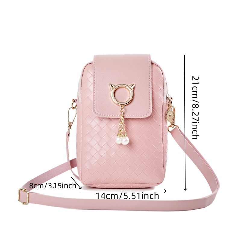 Spring Summer Mini Cross-Body Mobile Phone Shoulder Bag Woven Pearl Tassel Cover-Style Female Bag Shoulder Bag Crossbody Bag