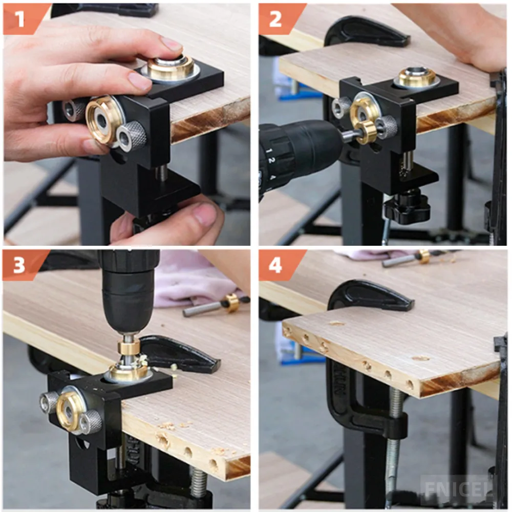 Woodworking 3 In 1 Doweling 2025 Jig Kit -Adjustable Wood Dowel Punch Locator Aluminum Pocket Hole Jig, new Cabinet Hole Drill Guide Tool
