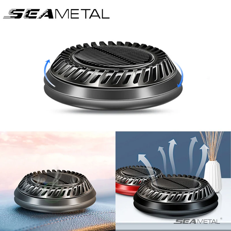 SEAMETAL Solar Air Freshener for Car Auto-Rotating Essential Oil Diffuser Dashboard Perfume Car Interior Accessories Remove Odor