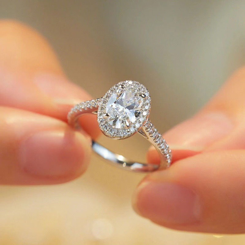 S925 Sterling Silver Wedding Rings Luxury Jewelry Oval Cut Lab White Moissanite Diamond Gemstones Elegant Party Women Fashion Accessories Engagement B