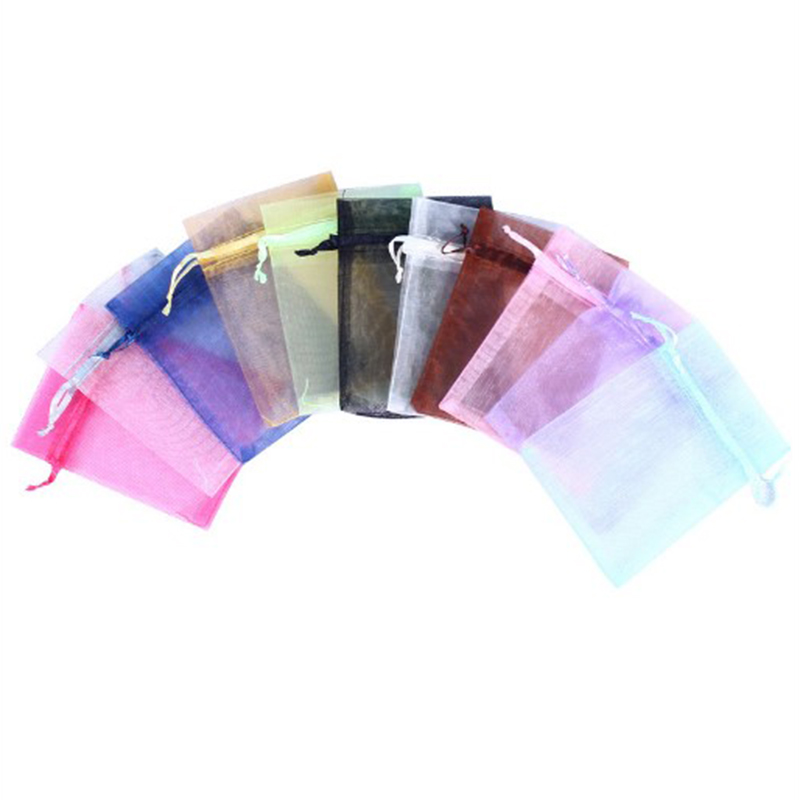100Pcs/lot Organza Bag Jewelry Tulle Drawstring Bag Jewelry Packaging Display & Jewelry Pouches Wedding Gift