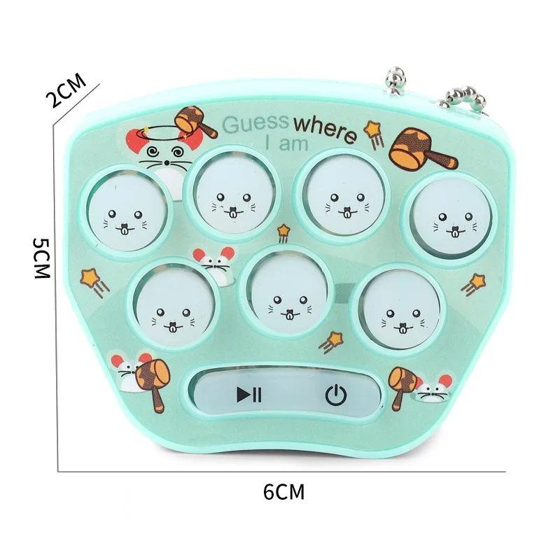 Mini Quick Push Electronic Gaming Machine Light Up Game Whack-a-mole Toy Bubble Handheld Toy Keychain Challenge Game Toys Gift