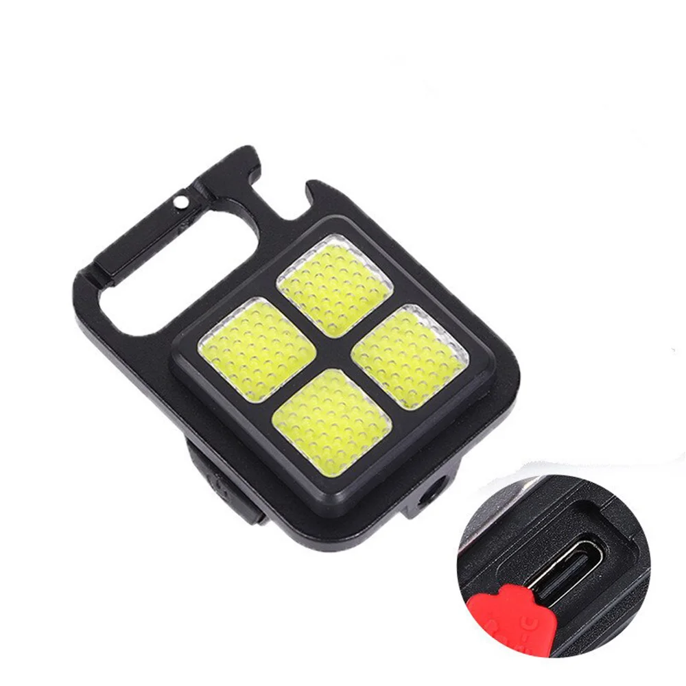 High Bright COB LED Multifunctional Mini Keychain Light Aluminum Alloy Work Light Outdoor PortableUSB Charging Waterproof
