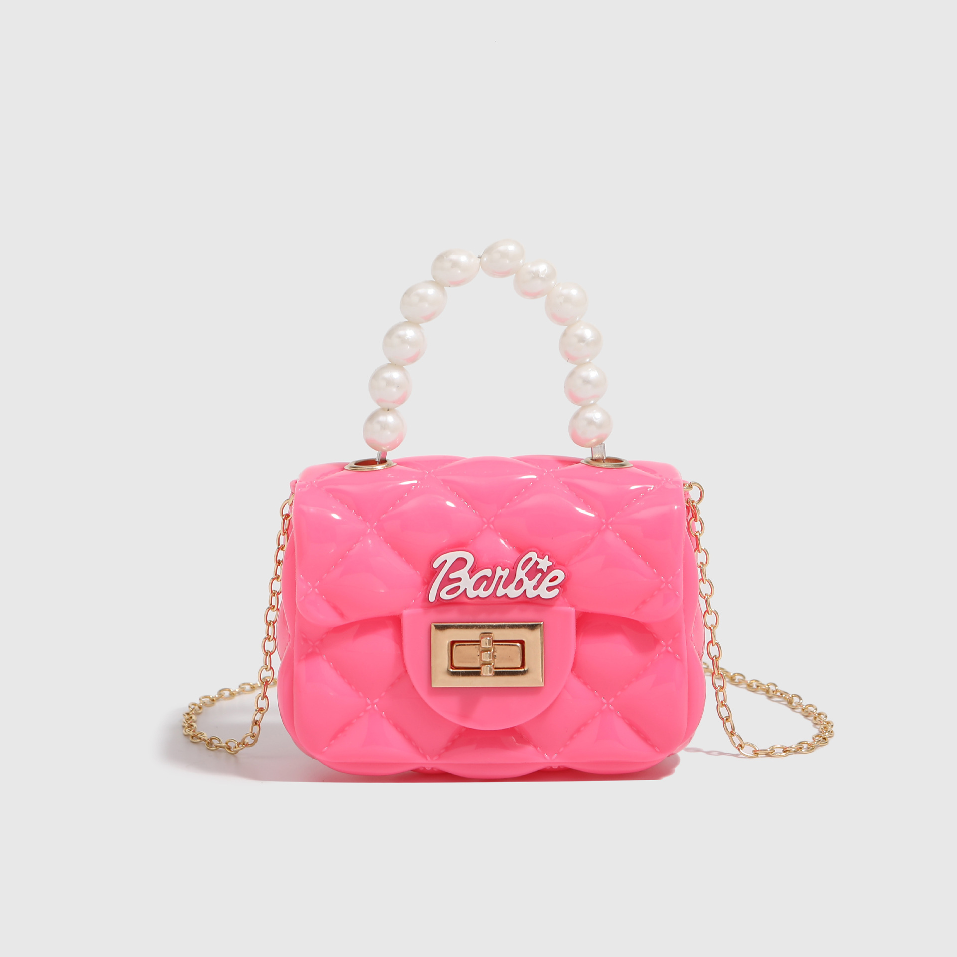 Barbie Fragrant Women's Mini Chain Pearl Handbag Earphone Cover Cute Jelly Small Bag Zero Wallet