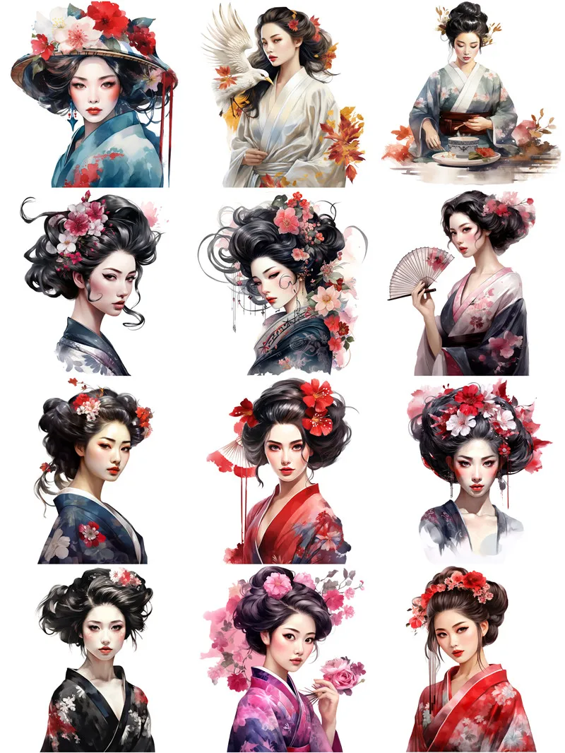 Japanese geisha Stickers Crafts And Scrapbooking stickers kids toys book Decorative sticker DIY Stationery