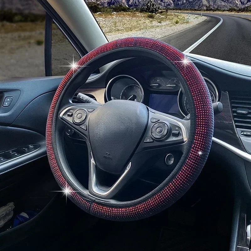 37/38cm Car Steering Wheel Cover Universal Diamond Blingbling Crystal Set Wheel Car-styling Wheel Woman Diamond Accessories