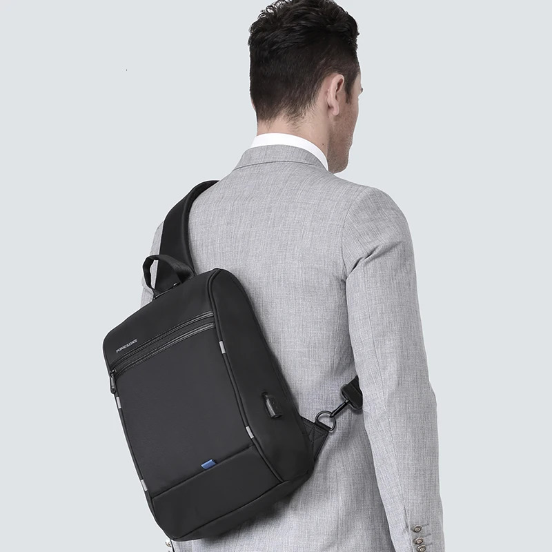 Kingsons anti-theft waterproof single shoulder mens laptop backpack 14/13.3 inches with USB charging port and TSA customized lock 241031
