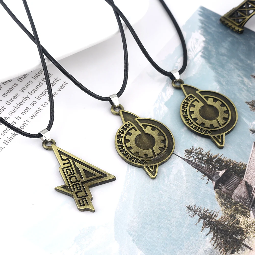 SG Hot Antique Bronze Steins Gate Badge Necklaces Pendants Amadeus Makise The Fate of The Stone Keyring OSHMKUFA Jewelry
