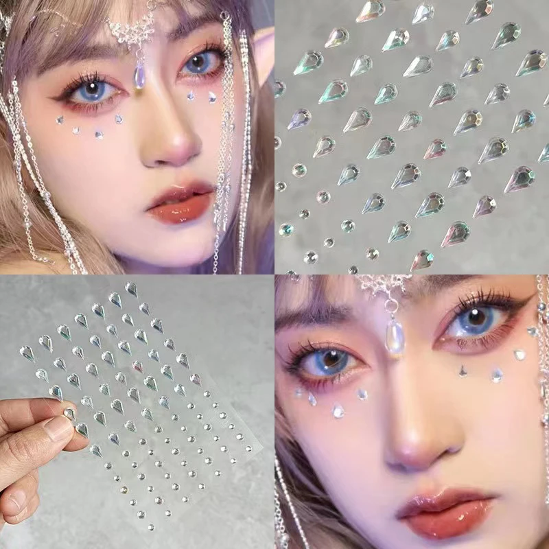 1 Pcs Self Adhesive Colored Diamonds Eyeshadow Stickers Color Crystal Diamond DIY Eyes Face Body Makeup Decorations Rhinestones