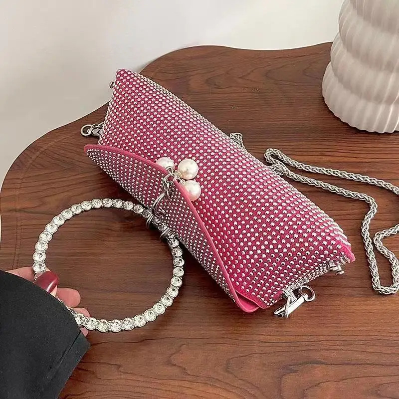 Diamond handbag womens wedding handbag sparkling Rhinestone ball party bride sparkling evening clutch square handbag 241031