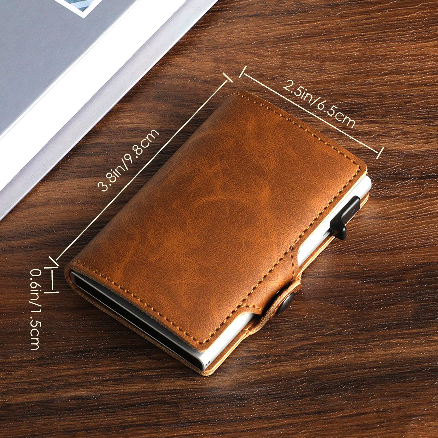SEMORID Mens Wallet Card Holder | Minimalist RFID Blocking Slim Wallet | Multifunctional with ID Window （With buttons）