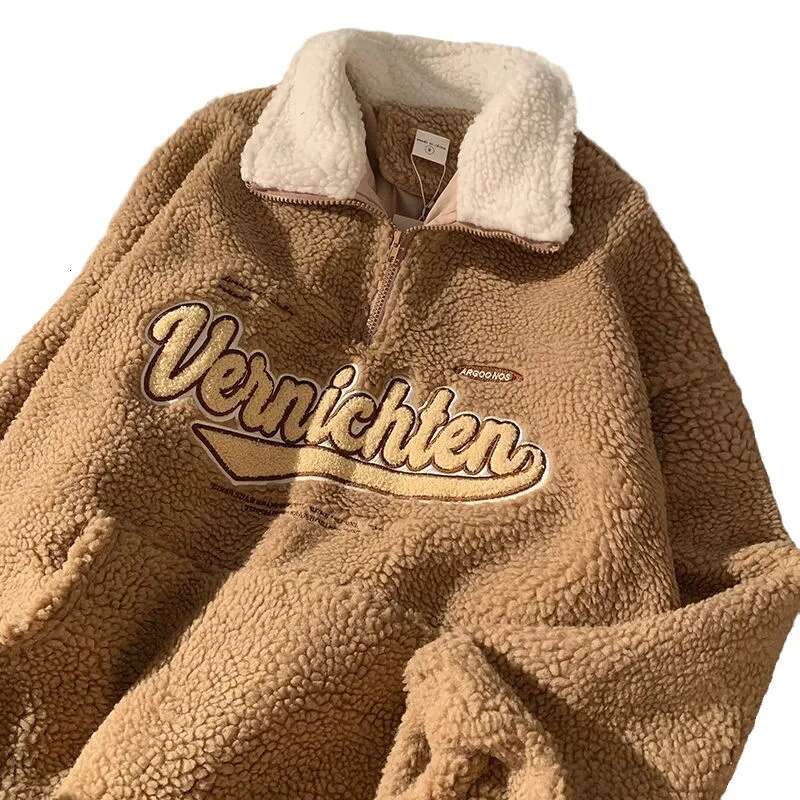 Women's Autumn/Winter 2023 New Style American Vintage Polo Collar Long Sleeve Sweatshirt Idle Letter Cking Jacket
