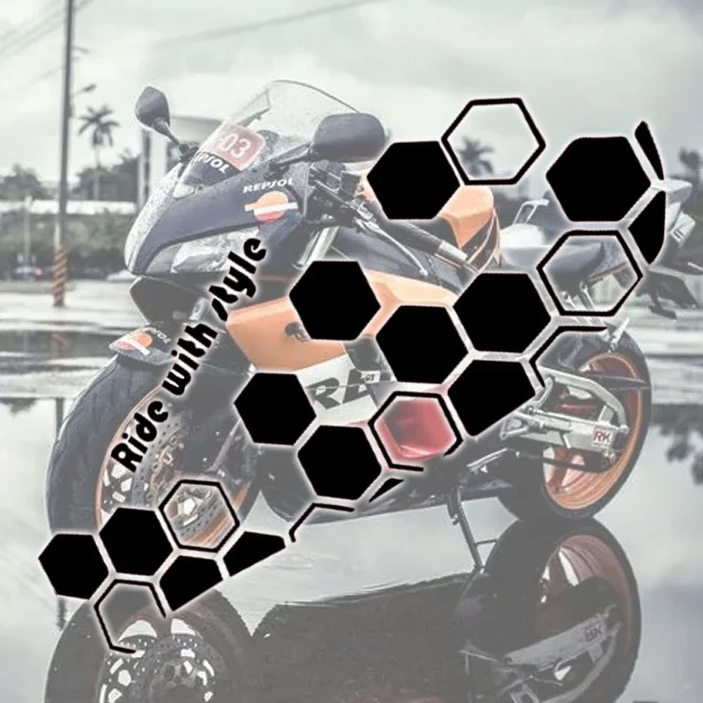 Motorbike Fender Stickers Hexagonal Reflective Stickers Reflective Body Stickers Honeycomb Shaped Pull-On Body Decals