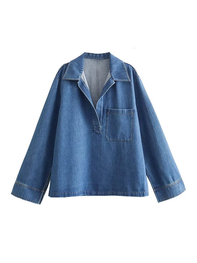 Home>Office>Womens Laundry 2-piece Set Womens V-neck Lanhua Shirt High Waist Loose Jeans Fall 241031