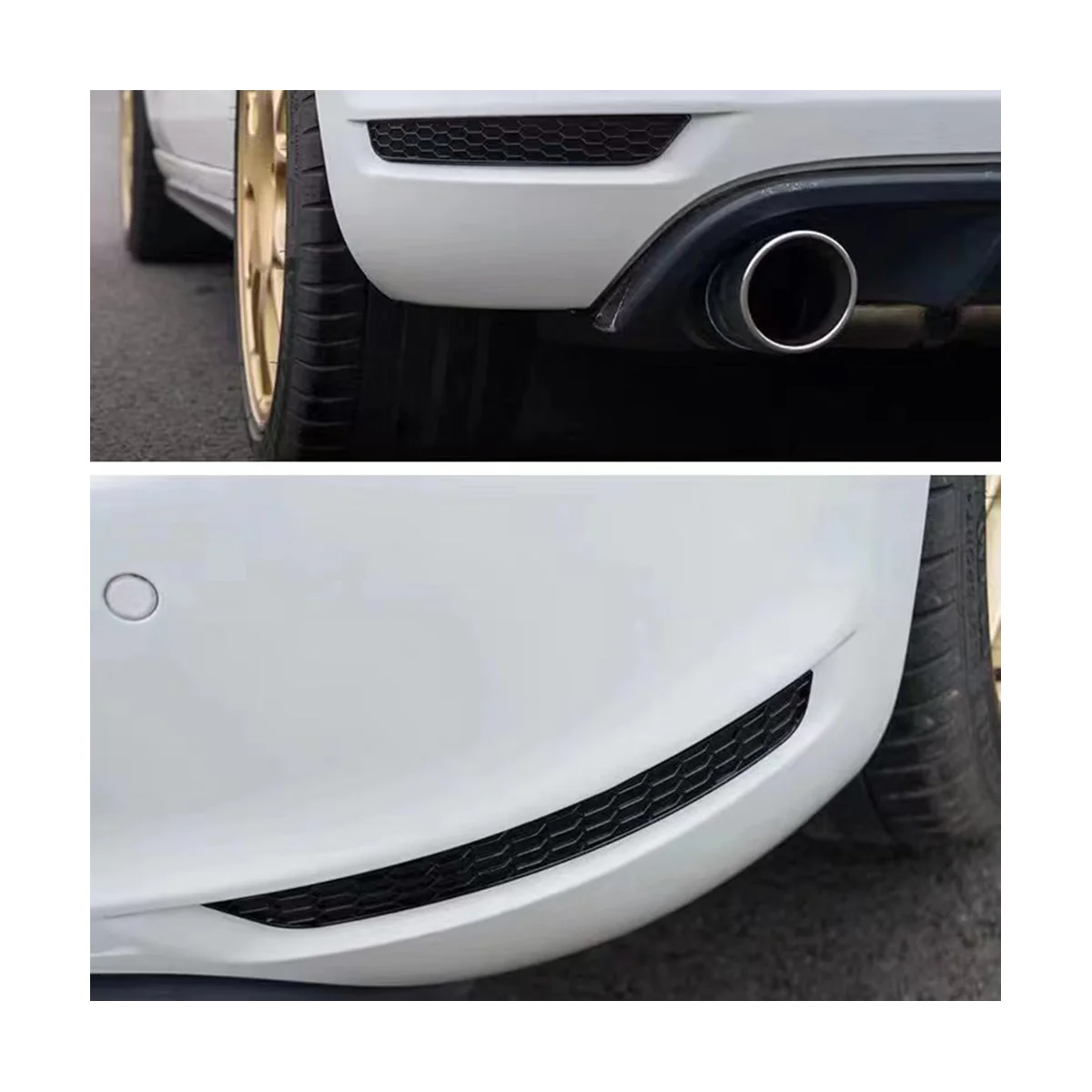 1Pair Honeycomb Tail Rear Fog Light Cover Trim Styling for Golf 6 GTI Rear Bar Bumper Reflector Strips Sticker Glossy