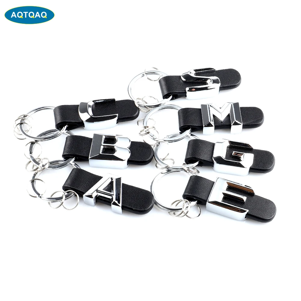 3D Car Key Chain Metal Letter Leather Strap keychain For Mercedes Benz A B C D E G S Class Car Keychain leather Key Rings