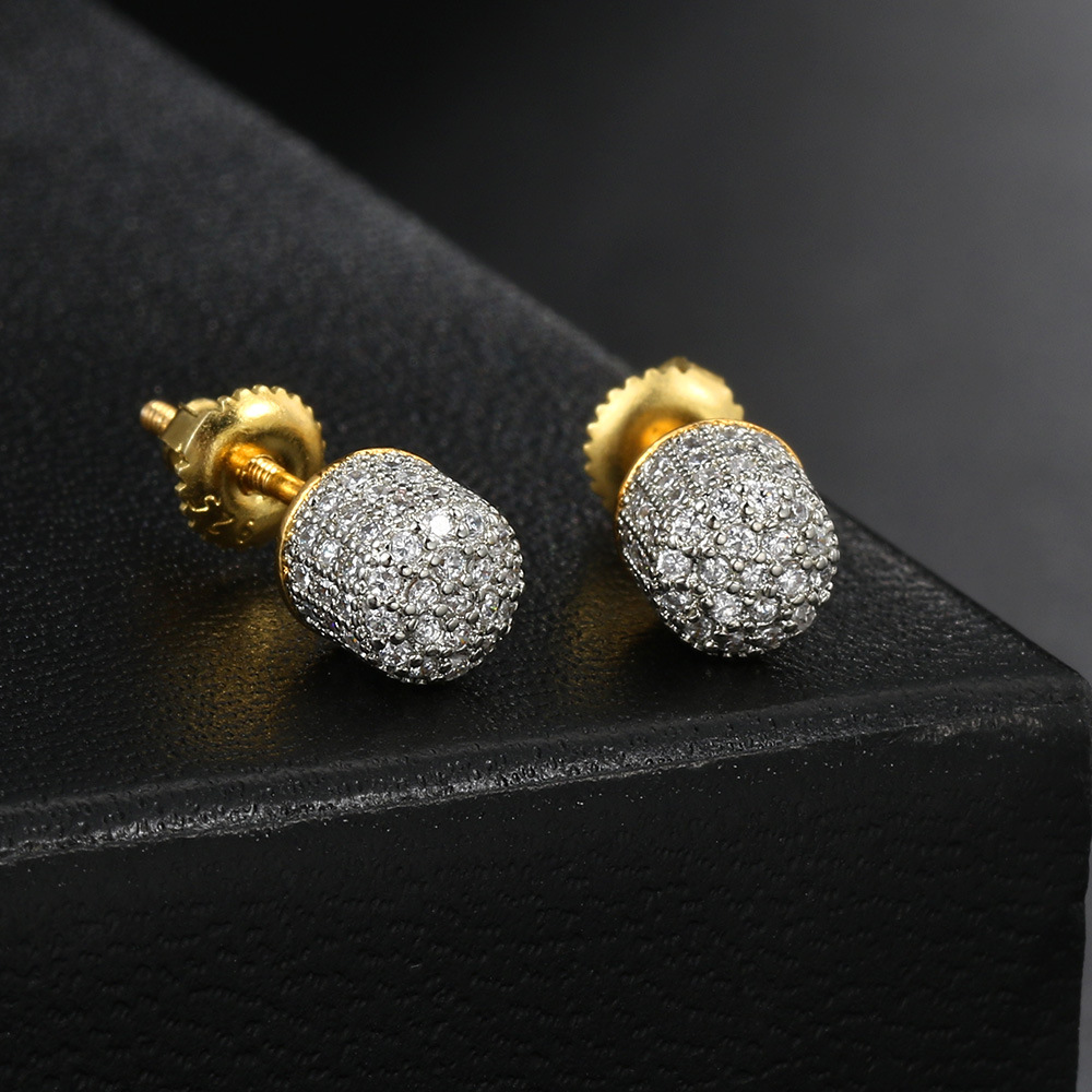 HipHop Half Round Thread Earrings for Women Micro Set AAA Zircon Party Banquet Women's Jewelry