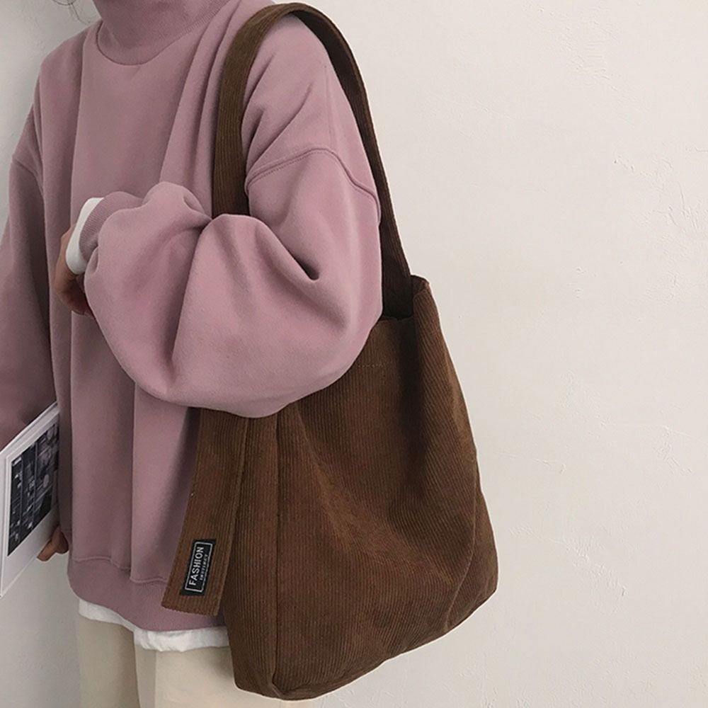 Bolsos de hombro de pana para mujer, bolsos de mano suaves, bolsos de gran capacidad para niñas y estudiantes