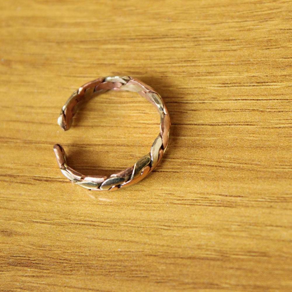 RG369 Ethnic Tibetan Copper Metal Hand Braided 5mm Wide Open Back Ring Adjustable Rings